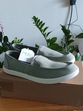 Time and Tru Gray Canvas Slip-On Loafers Size 9